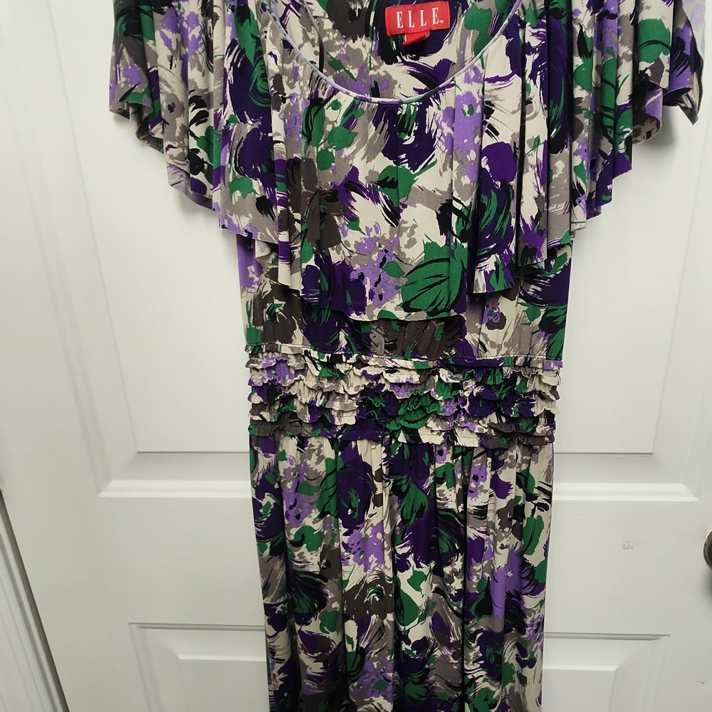 Elle Women's Maxi Dress - Purple, Green, and Black Floral